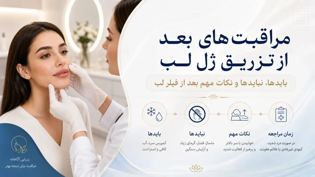 مراقبت‌های بعد از تزریق ژل لب؛ بایدها، نبایدها و نکات مهم بعد از فیلر لب