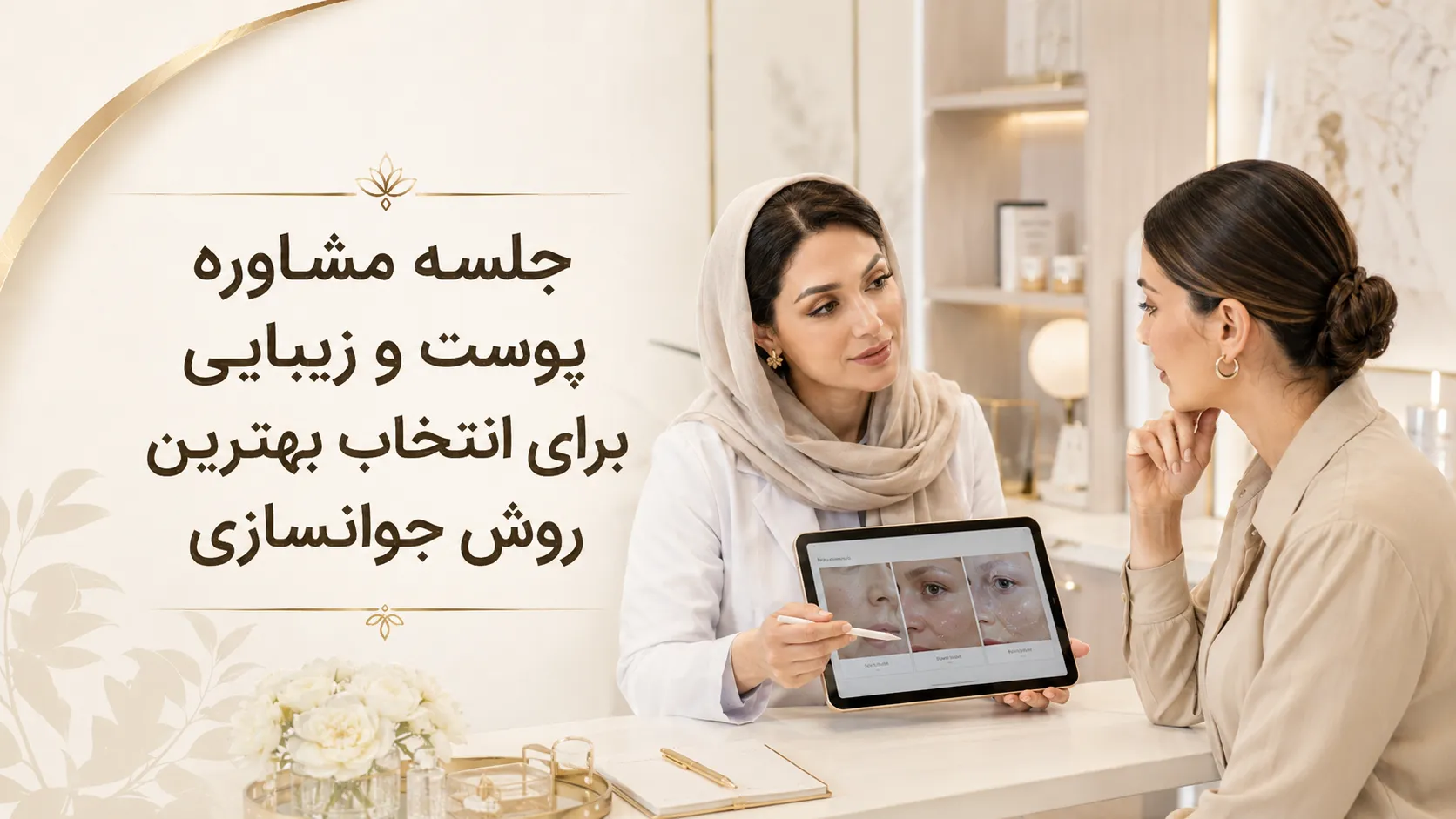 جلسه مشاوره پوست و زیبایی برای انتخاب بهترین روش جوانسازی