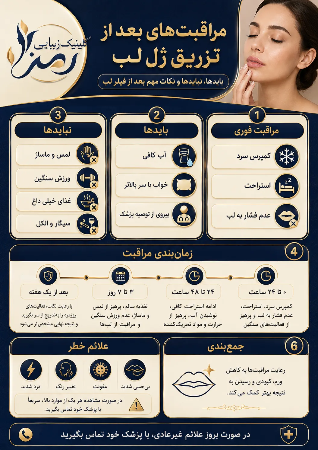 مراقبت‌های بعد از تزریق ژل لب